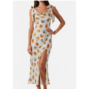 open back halter dress maxi Cipriana Backless Halter Maxi Dress Embellished Floral White XL main image 1